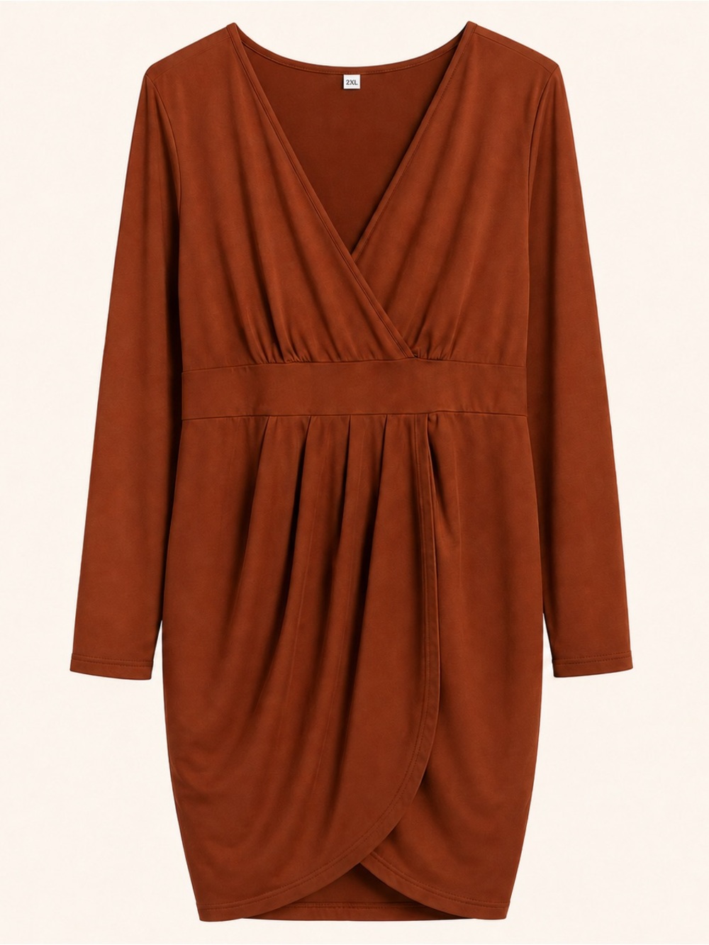 Women's Rust Brown Faux-Suede Wrap Dress